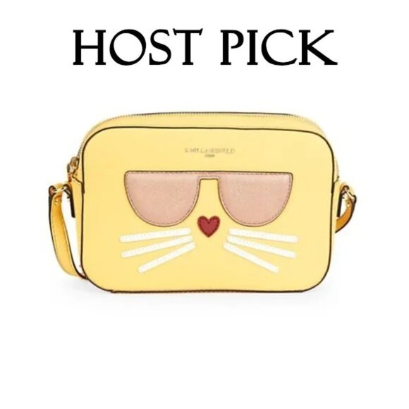 NWT Karl Lagerfeld faux leather lemon crossbody camera bag - Picture 1 of 9